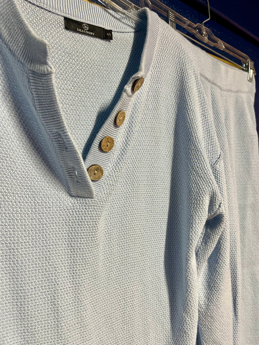 Baby Blue Waffle Knit Lounge Set