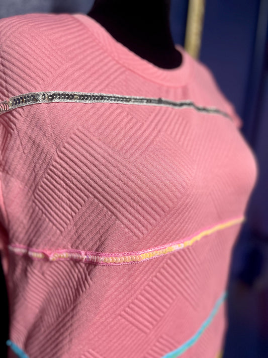 Sequin Striped Pink Dress