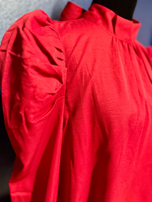 Flying Tomato Dark Red Puff Sleeve Blouse