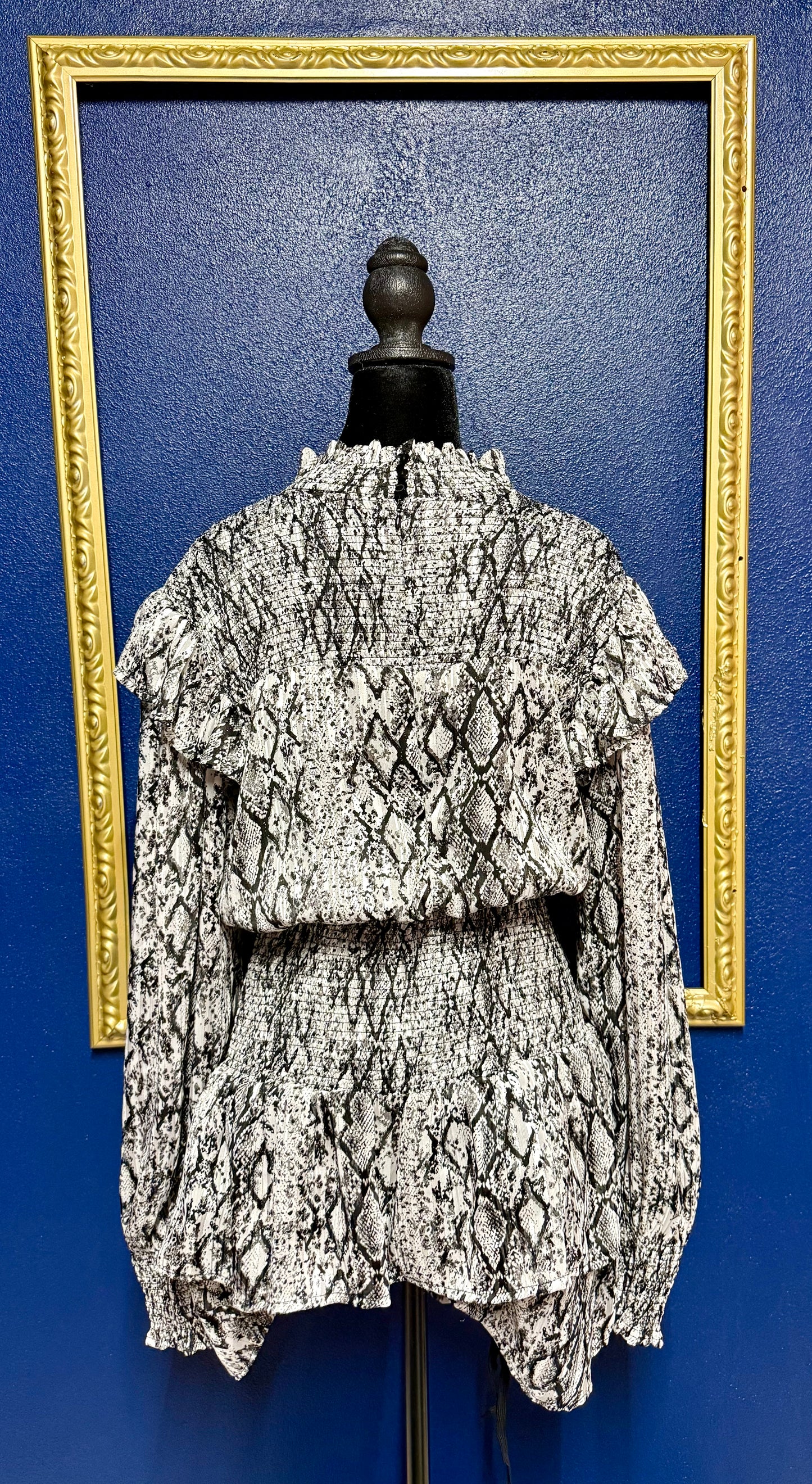 English Factory Smocked Snakeskin Dress