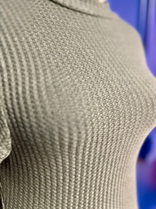 SHEIN Curve Olive Waffle Knit Tee