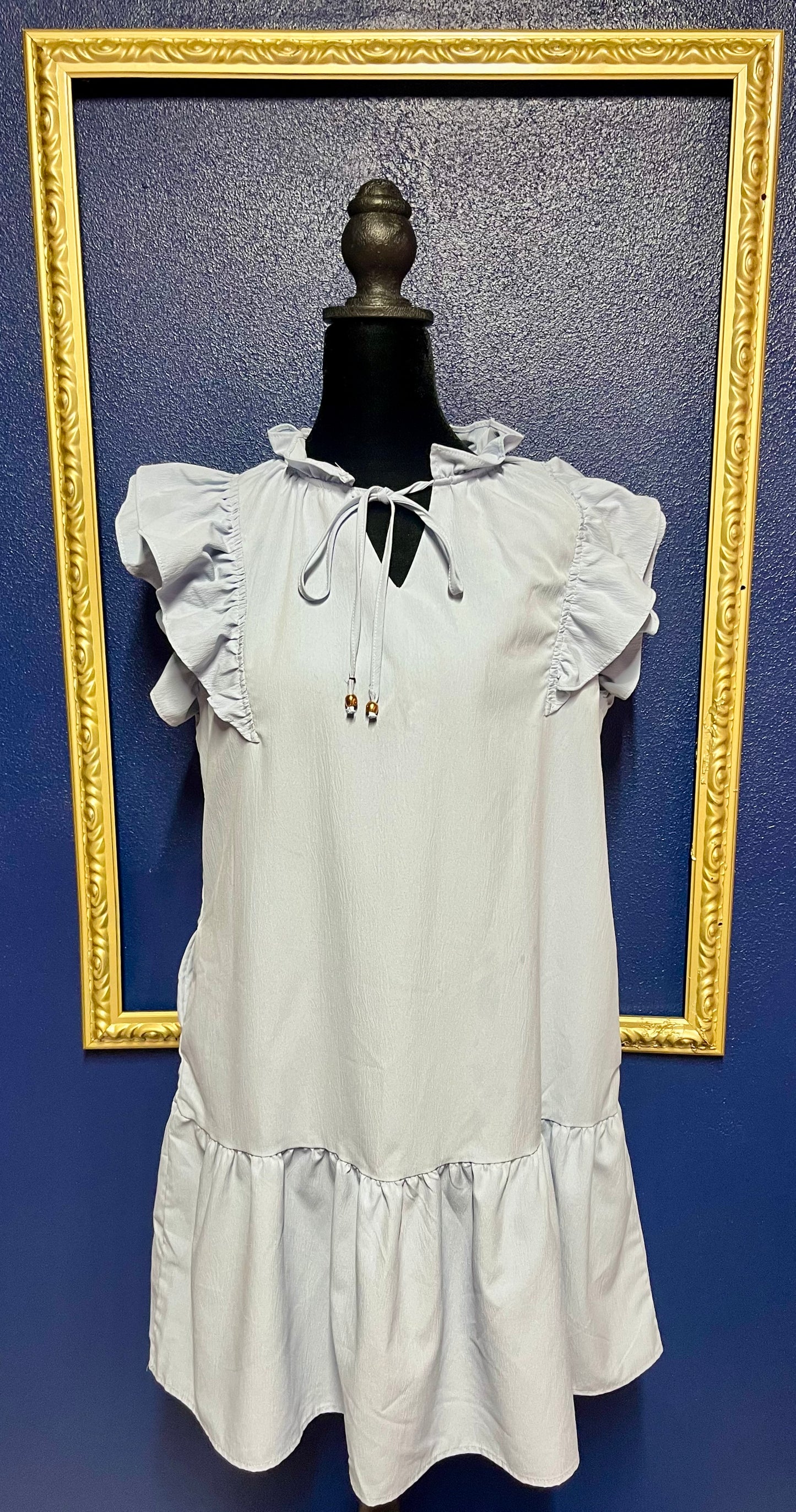 Dokotoo Powder Blue Ruffle Dress