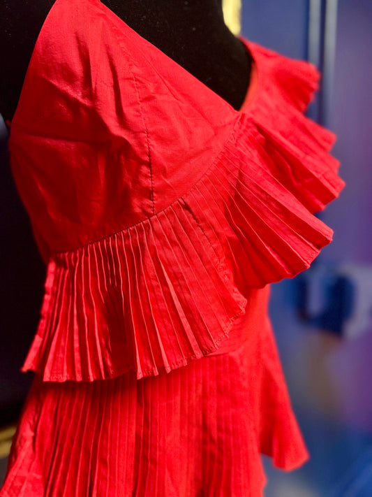 J. Roberts Pleated Ruffle Top