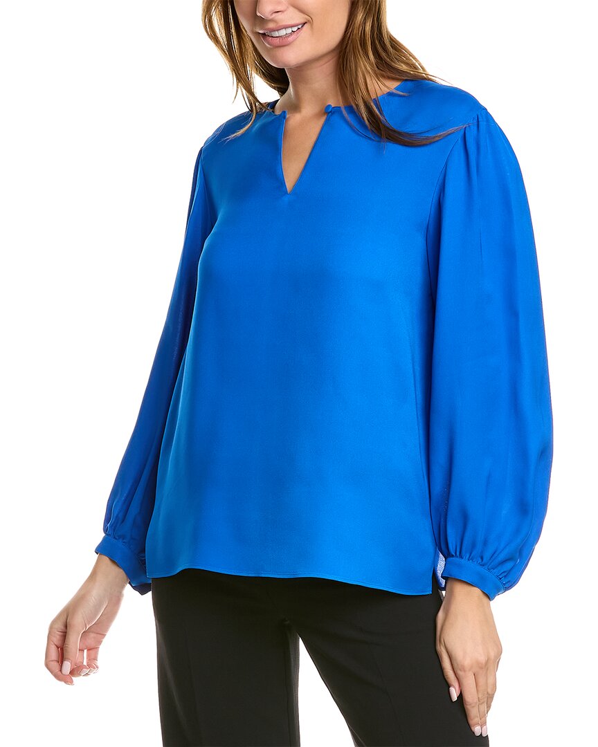 Lafayette 148 Royal Blue Layton Silk Blouse