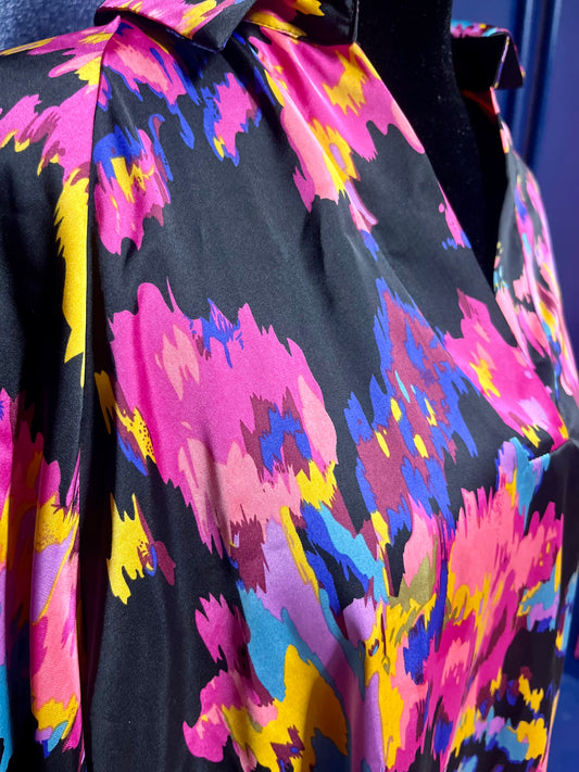 Black and Neon Print Blouse