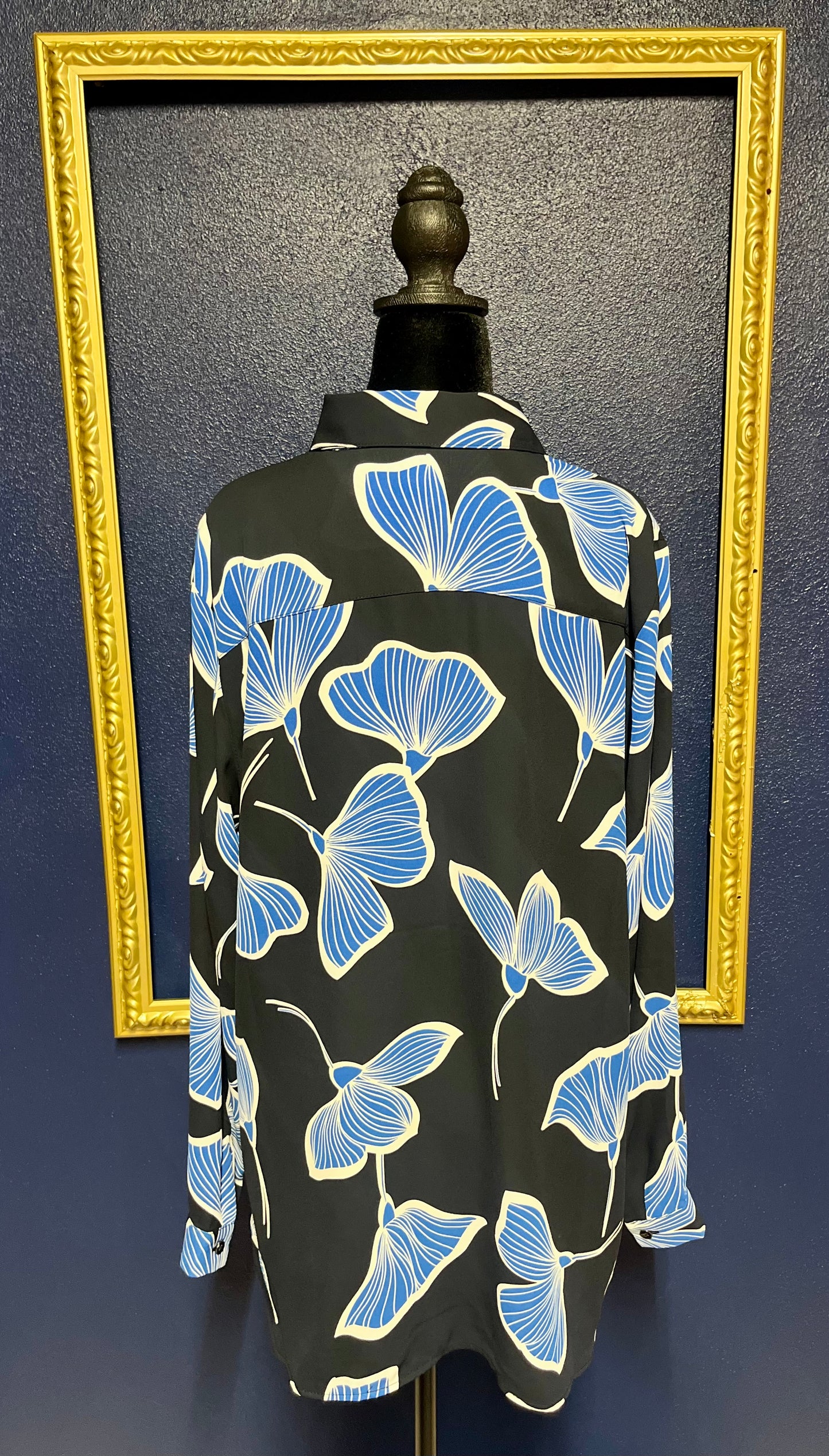 Cabi Navy Floral Button Down