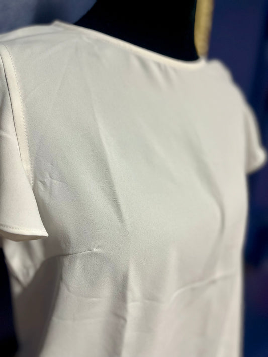 TCEC White Flounce Sleeved Blouse