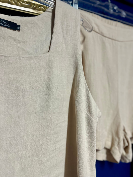 Trendy Queen Tan Linen Set