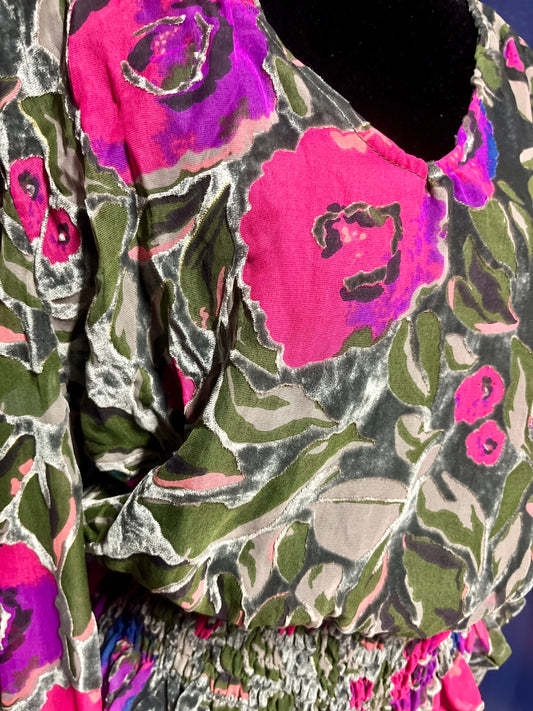 Another Love Velvet Floral Burnout Top