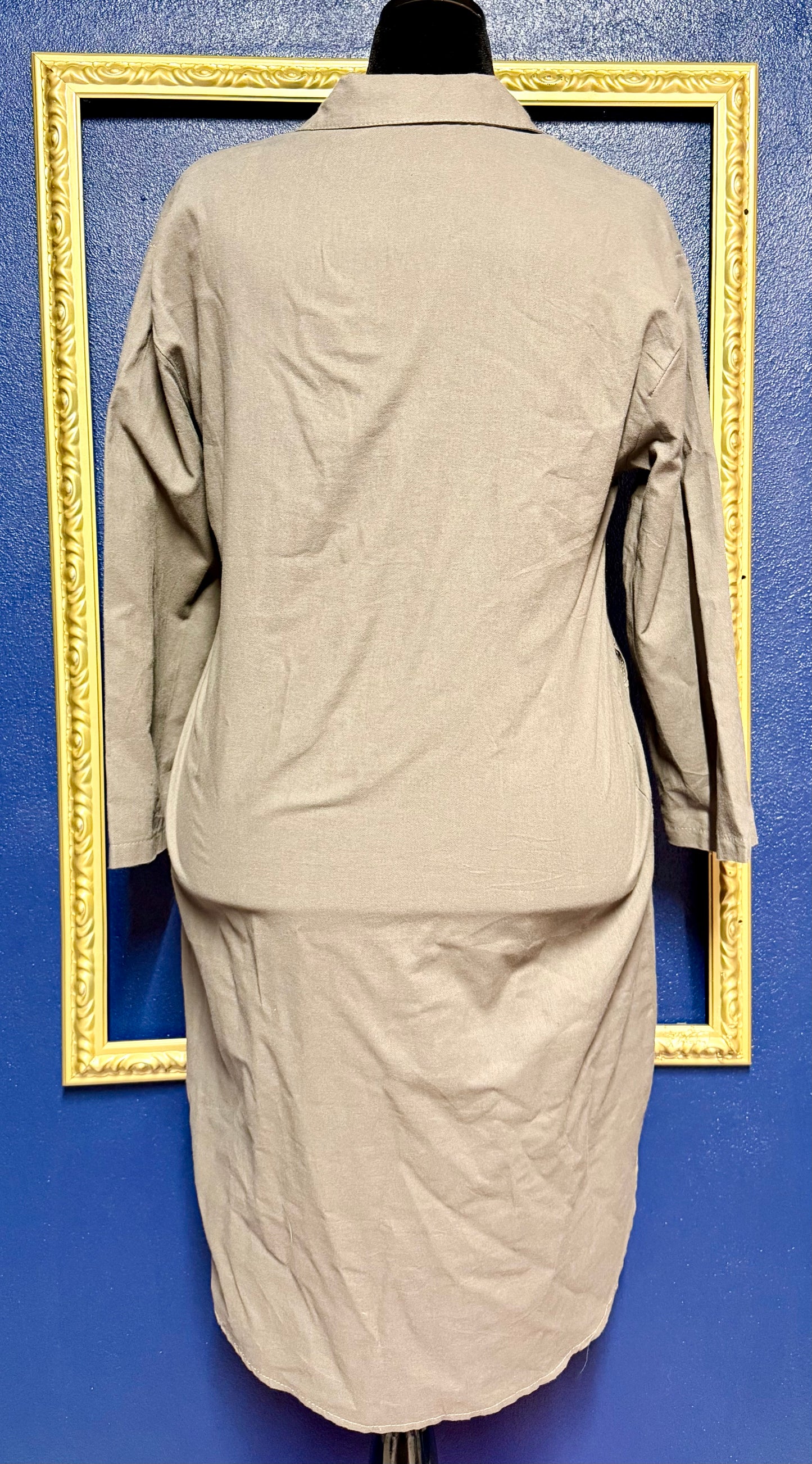 Taupe Collared Shirt Dress