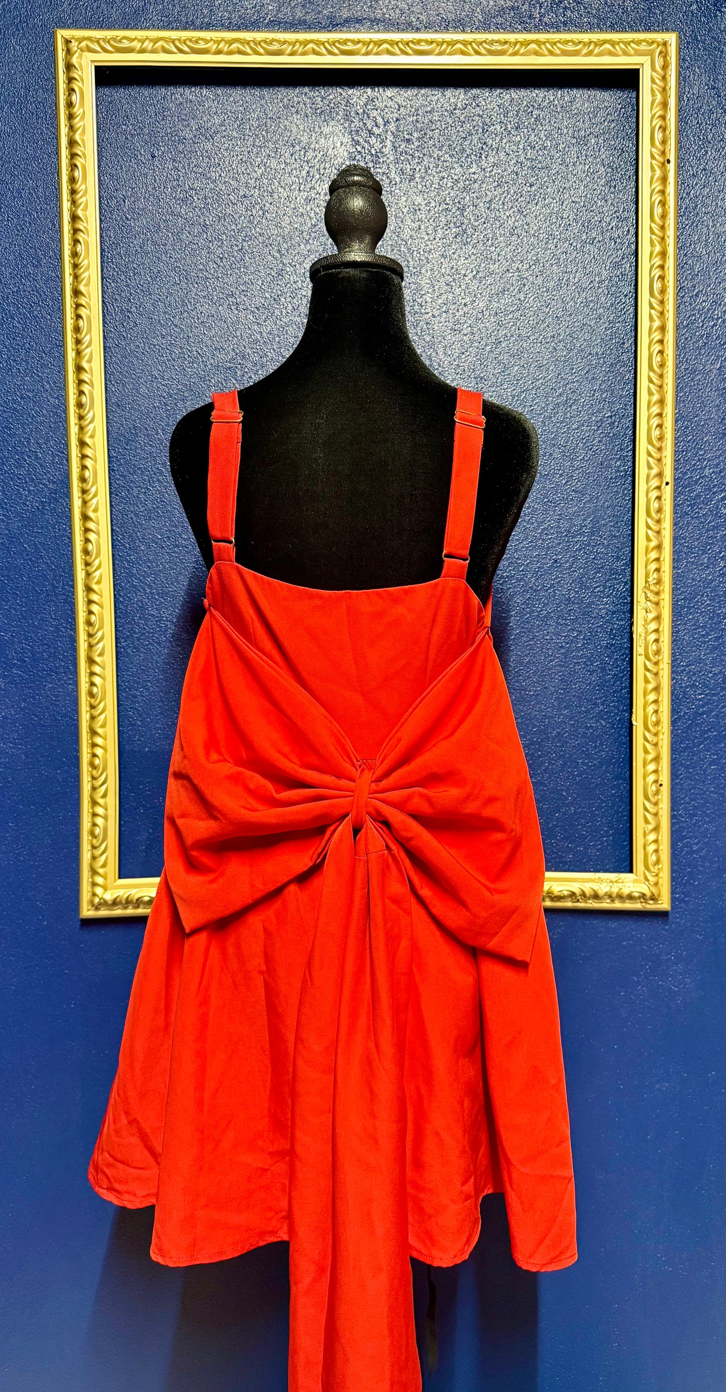 Red Bow Back Dress with Pockets