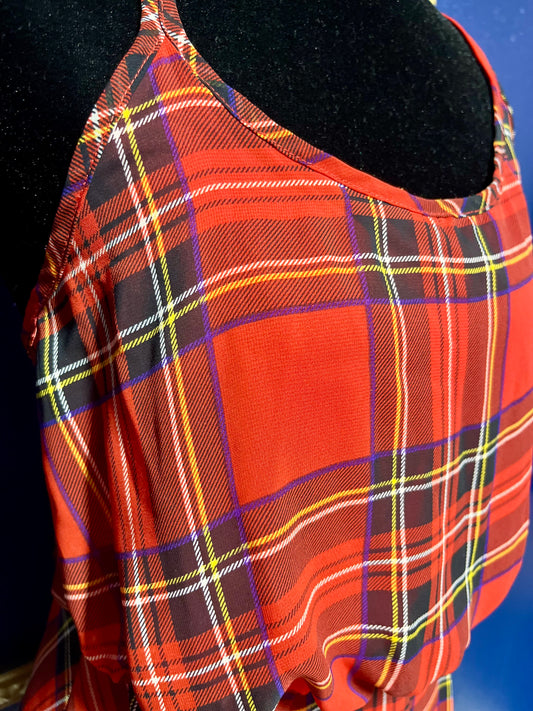 J. Roberts Red Plaid Spaghetti Strap Dress