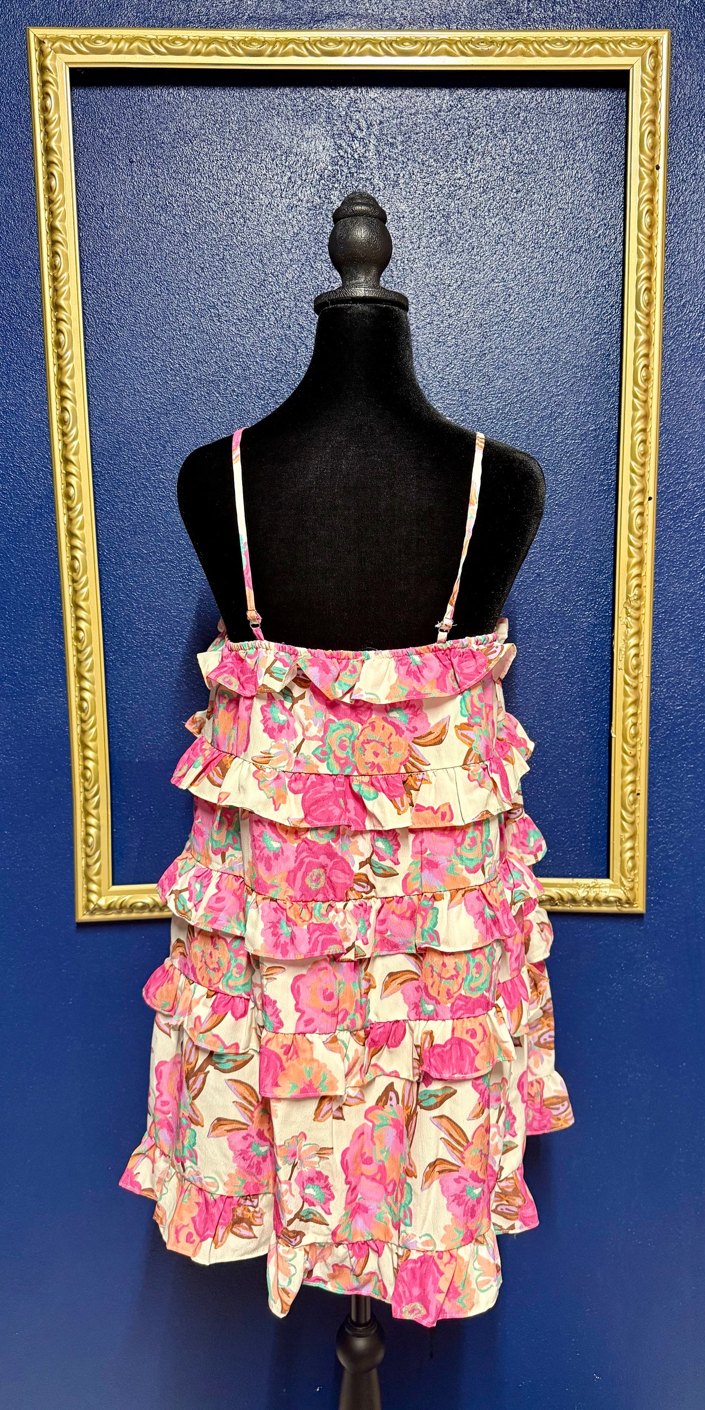 Pink Lily Floral Ruffled Dress