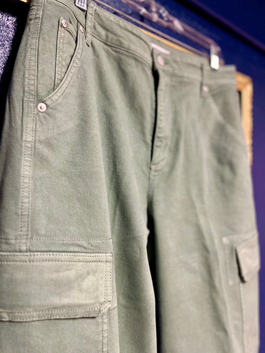 Loft Green Wide Leg Cargo Jeans