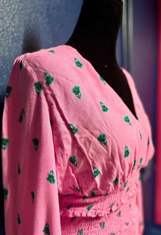 AFRM Pink Smocked Waist Dress