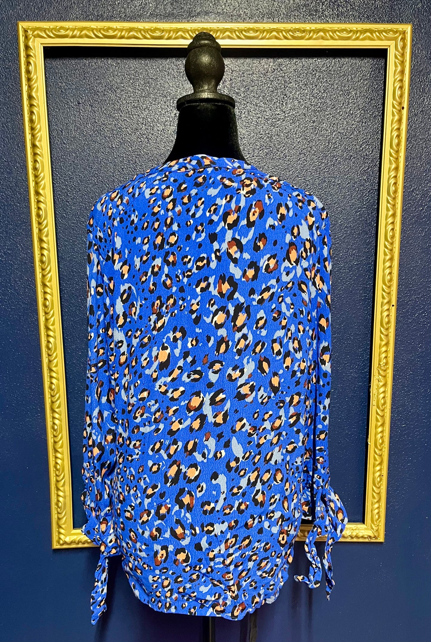 For the Republic Blue Leopard Blouse