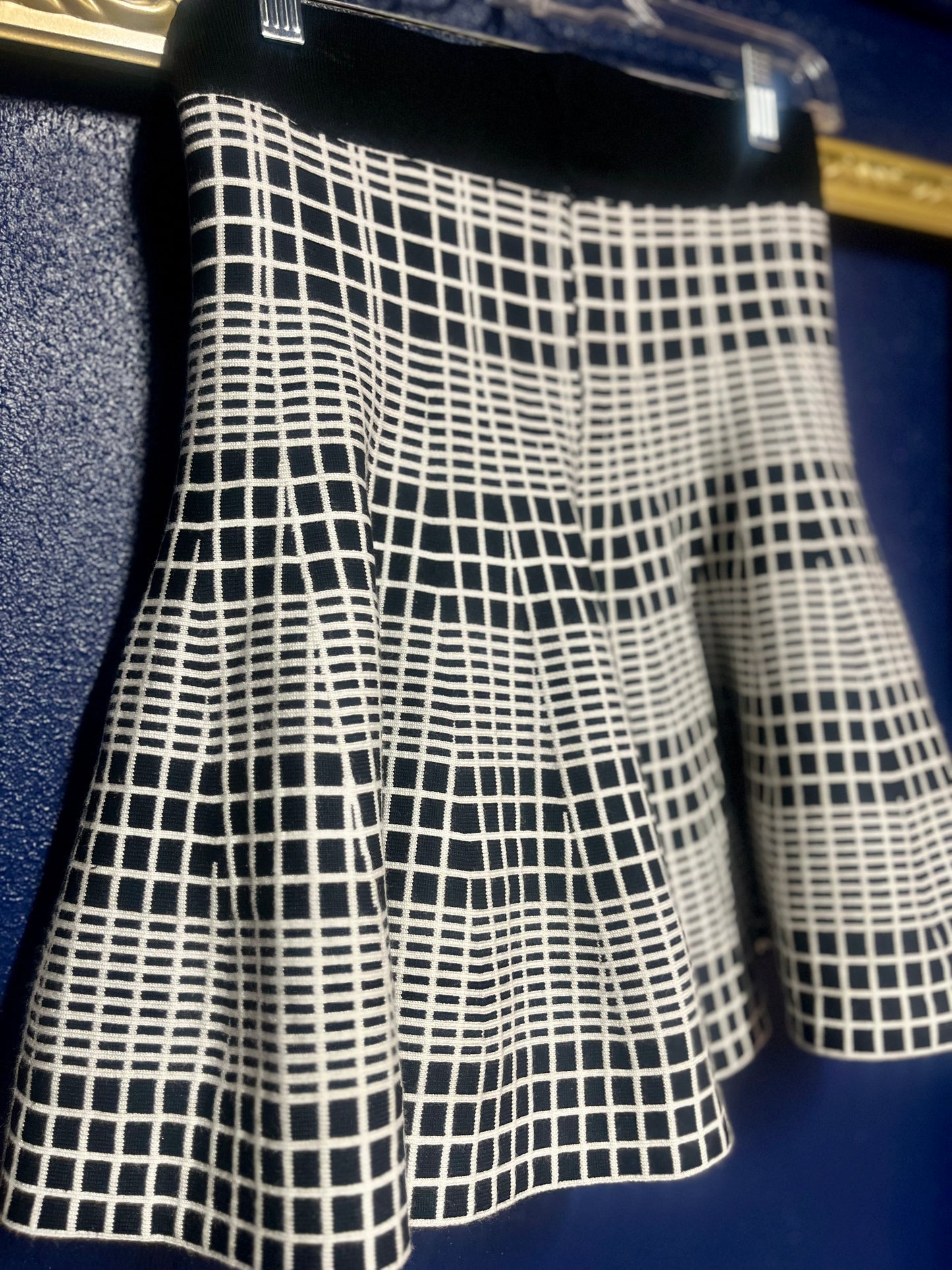 Black and White Plaid Stretchy Skirt
