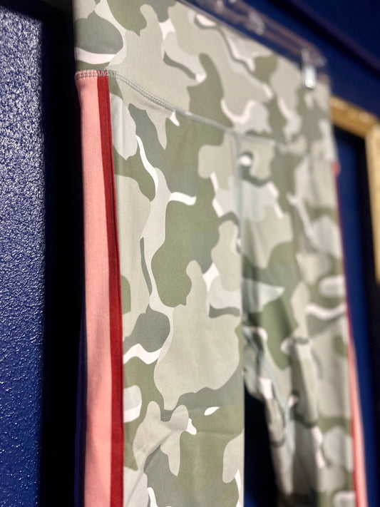 Cut the Frills Camo and Stripe Leggings