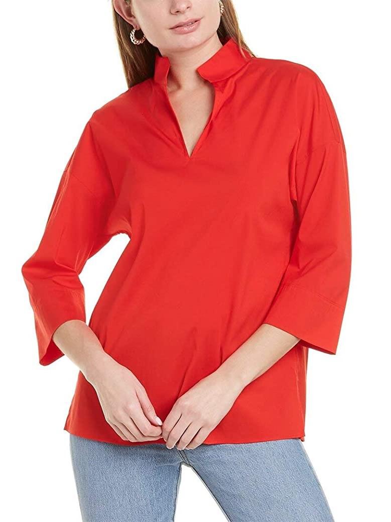 Lafayette 148 Red Hawkins Blouse