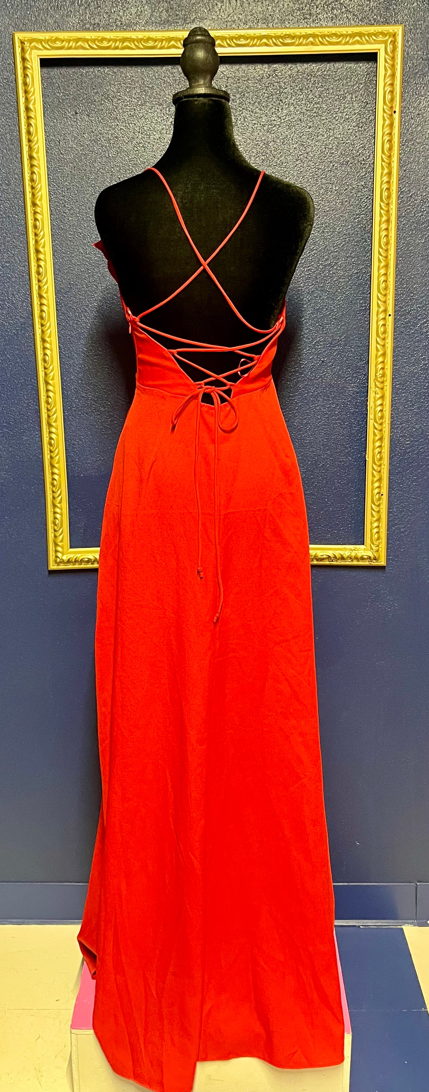 Red Ruffled Long Dress