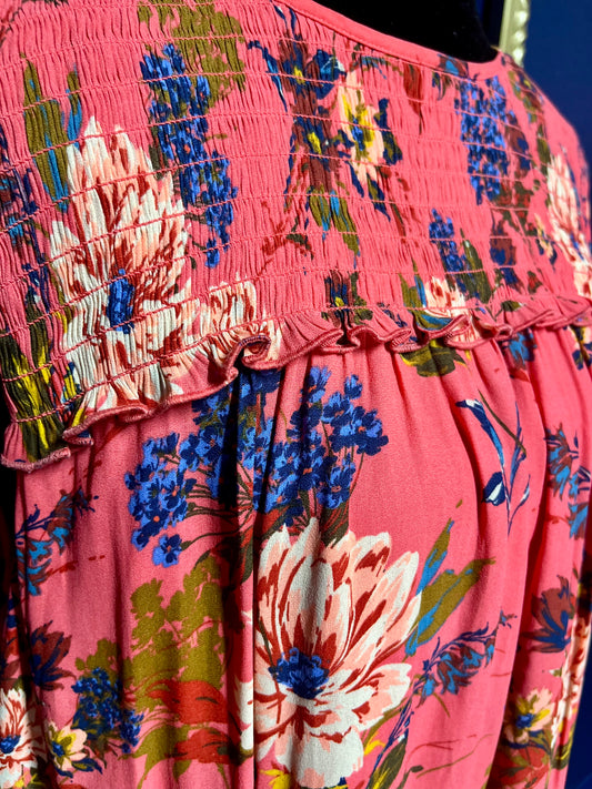 Loft Coral Floral Sleeveless Blouse