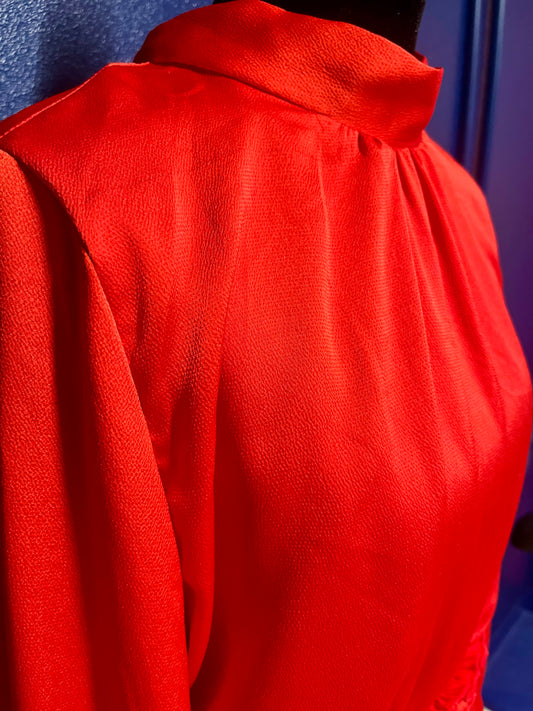 Peach Love Red Silk Blouse