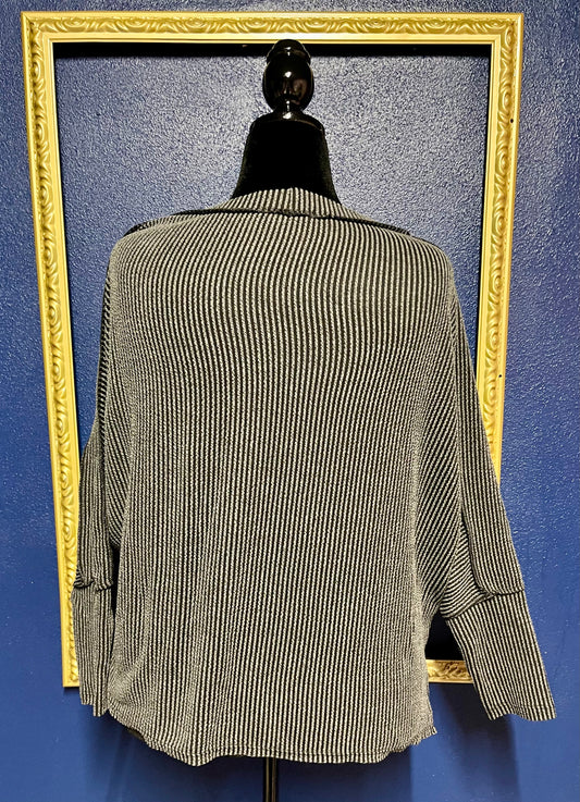 Reborn J Charcoal Ribbed Pullover
