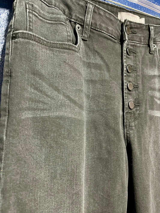 JUSTUSA Black Button Fly Straight Leg Jeans