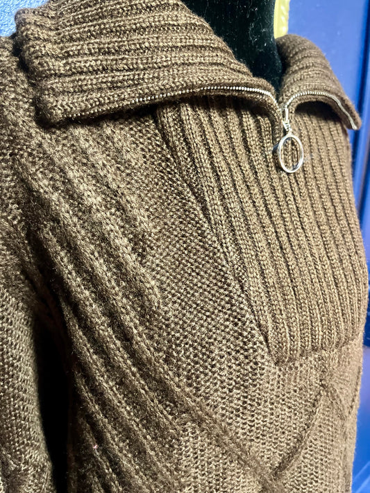 SNDYS Brown Quarter Zip Sweater