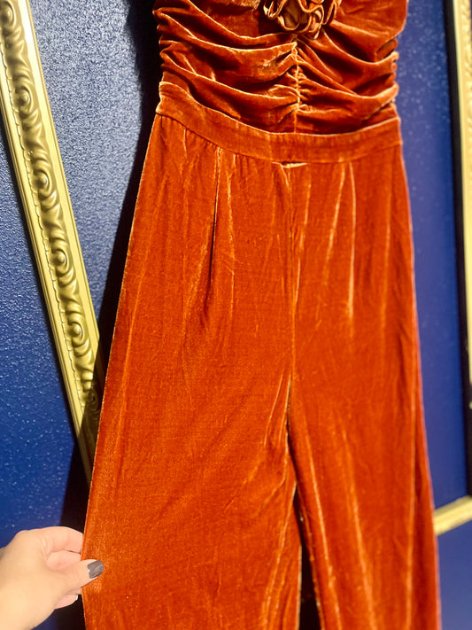 Entro Rust Velvet Jumpsuit