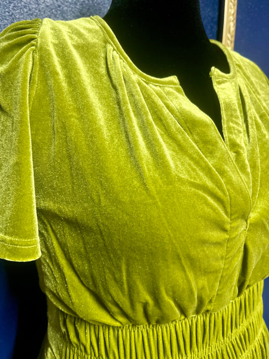 See and Be Seen Green Velvet Dress