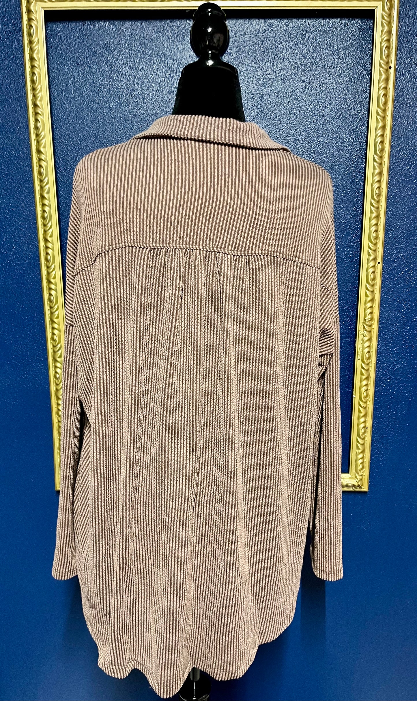 Blumin Brown Ribbed Button Down