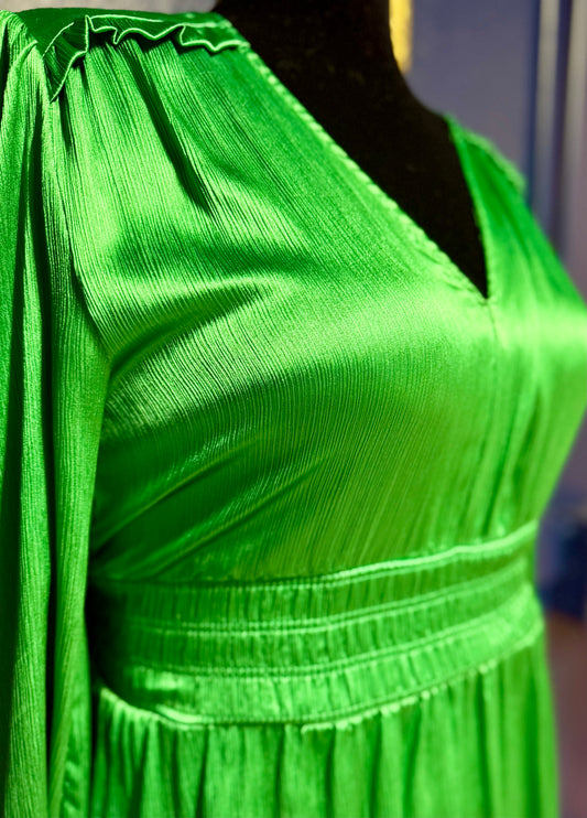 Pinch Green Silk Dress