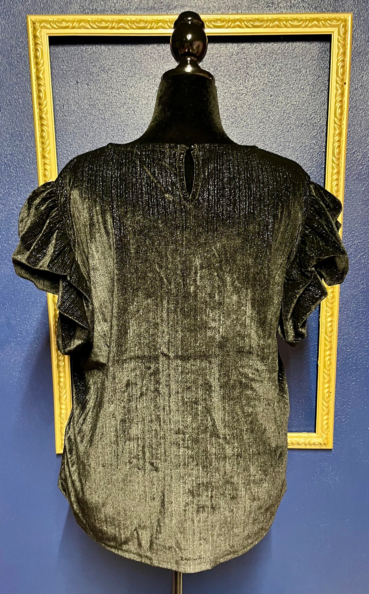 Jess Lea Black Shimmery Velvet Blouse