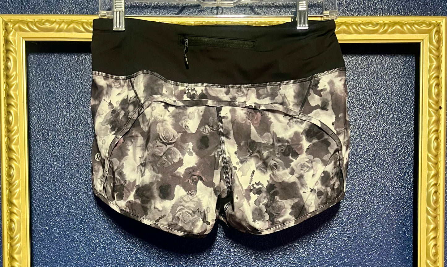 Lululemon Black and Gray Floral Shorts