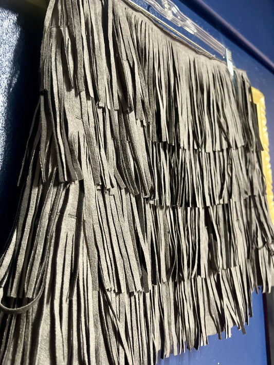 Suede Fringe Mini Skirt