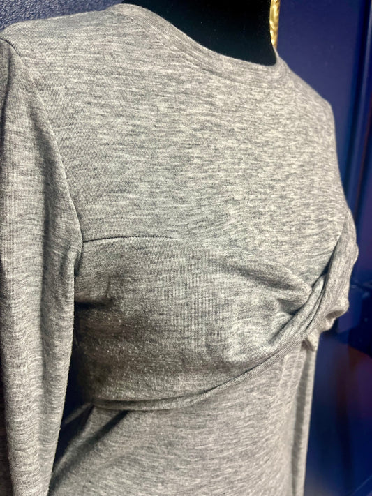 Dynamite Twist Gray Long Sleeved Tee