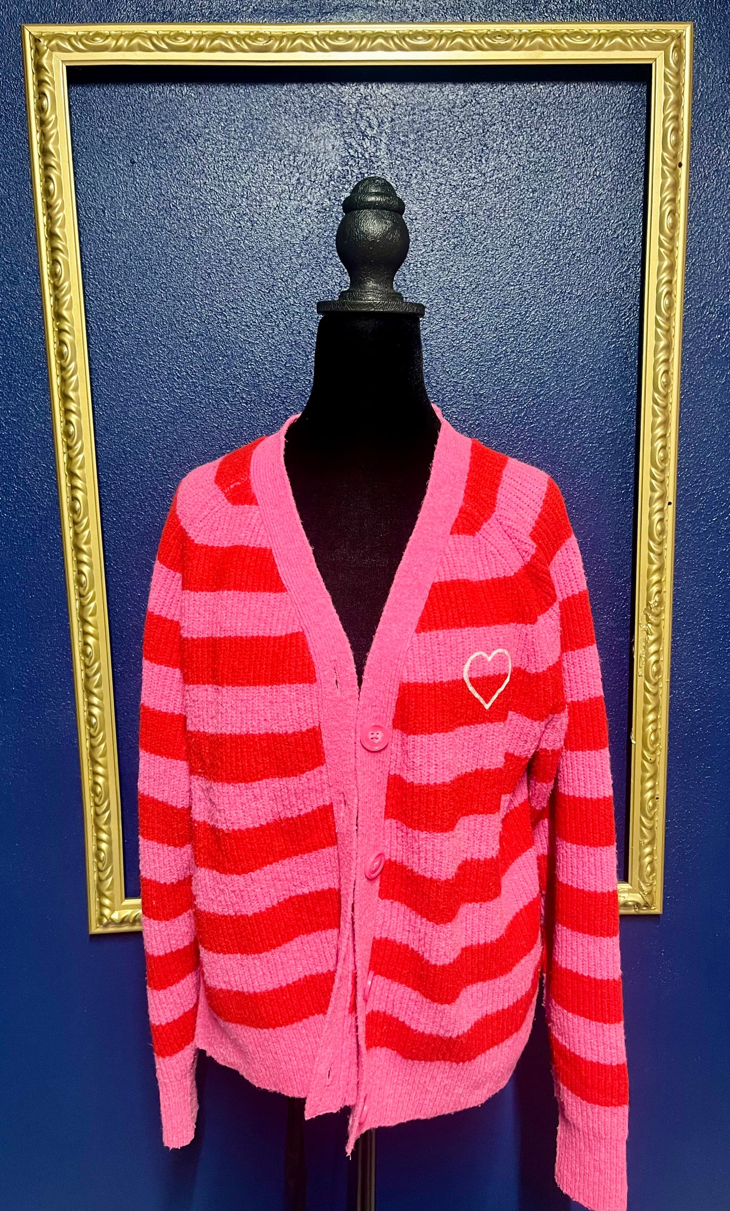 A New Day Striped Heart Sweater