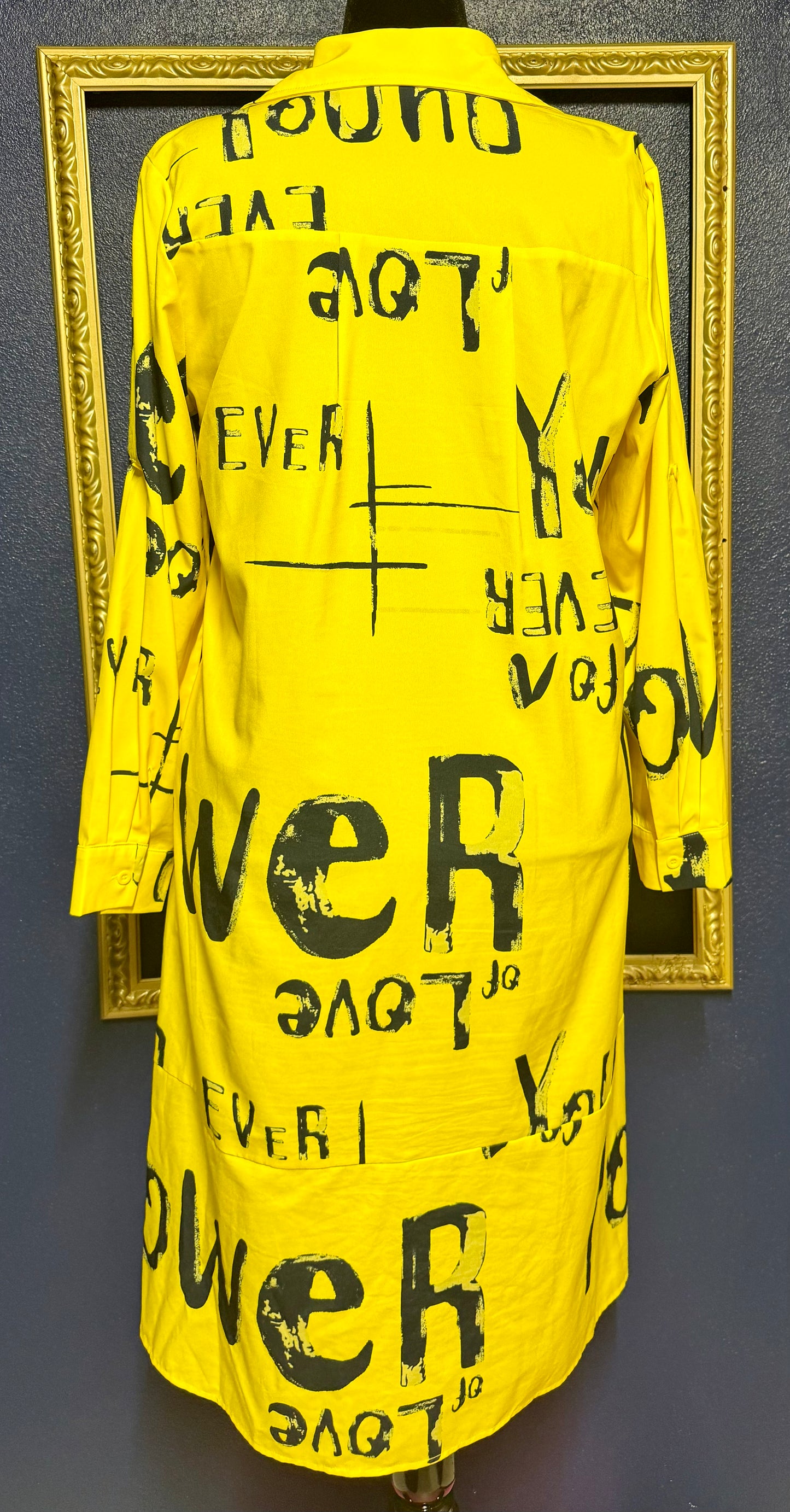 La' Ros Yellow and Navy Graphic Dress