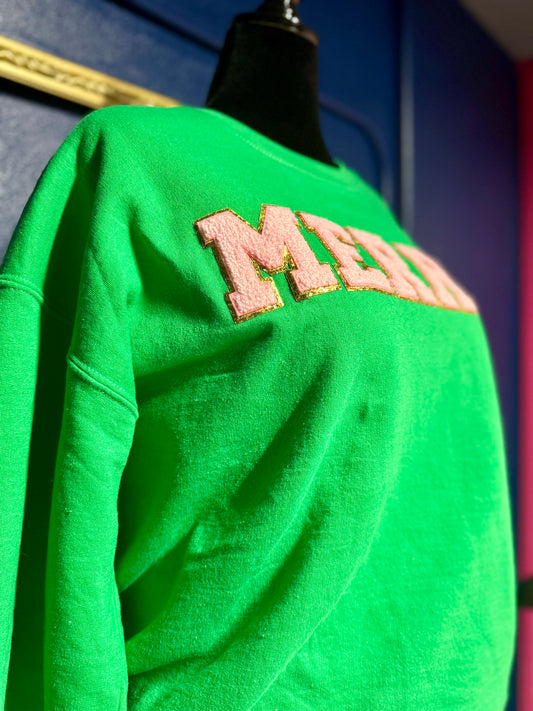 Merry Chenille Letter Sweatshirt