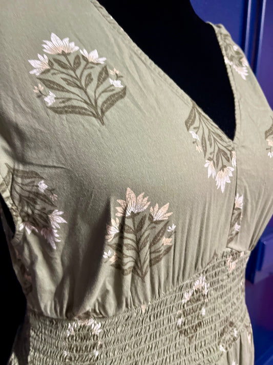 Old Navy Olive Floral Dress