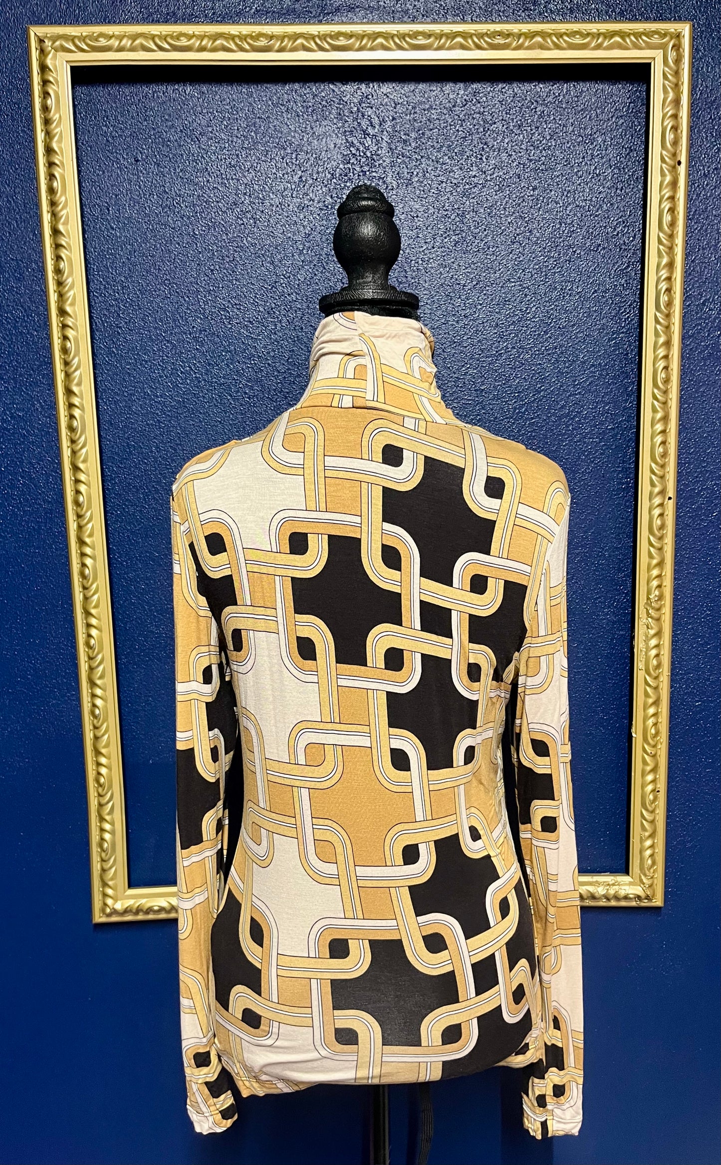 H&M Gold and Black Graphic Turtleneck