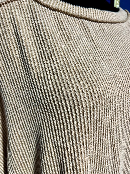 Reborn J Dark Tan Ribbed Pullover