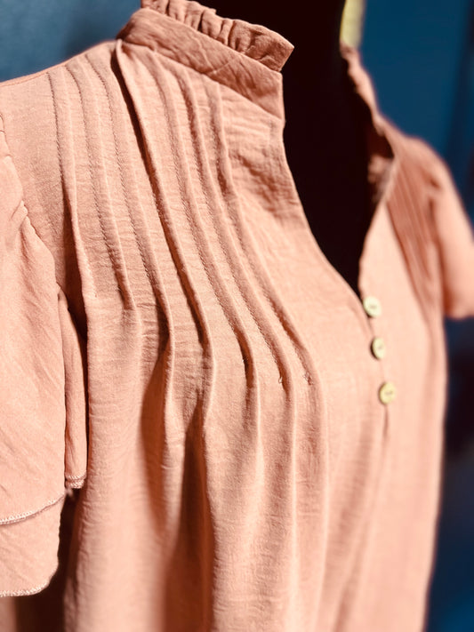 Detailed Dark Coral Blouse