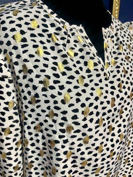 Gold and Dalmatian Print Blouse