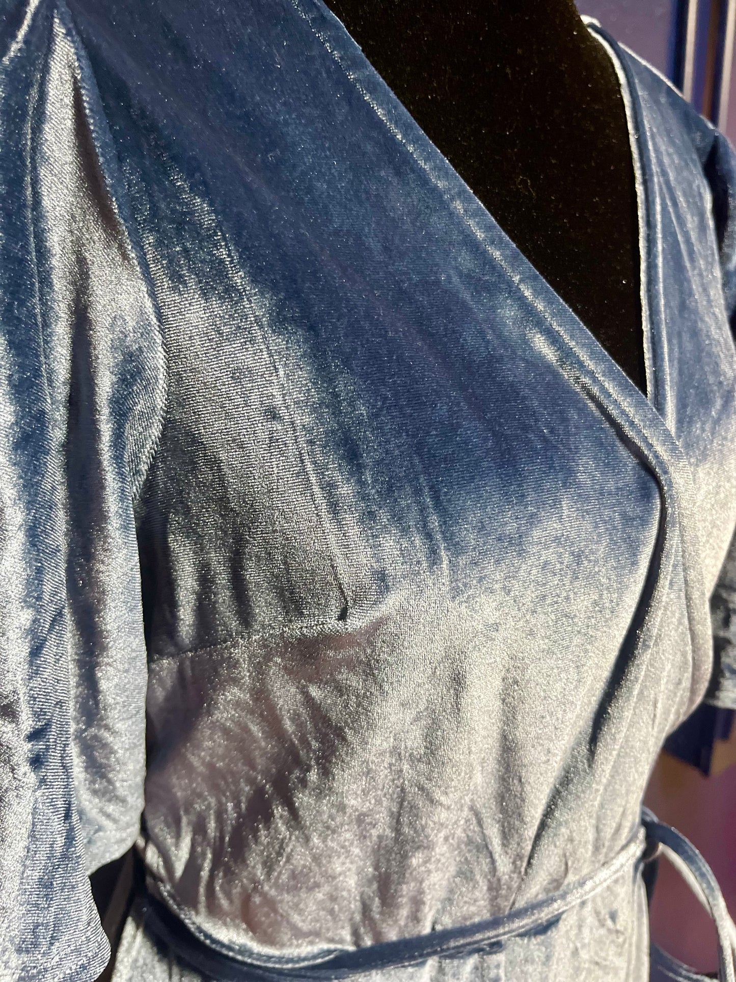 Baltic Born Blue Velvet Wrap Dress