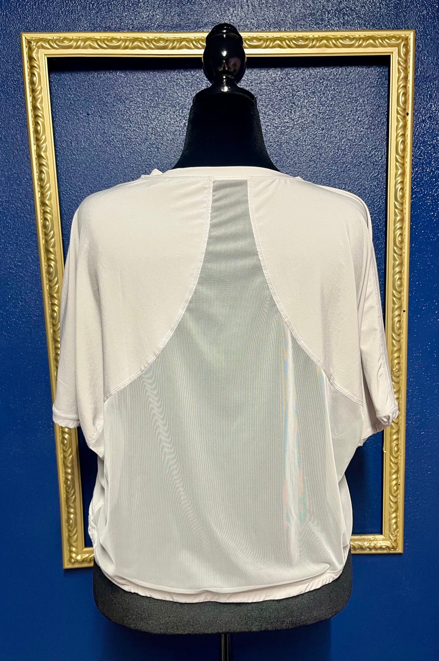 Zella Soft Gray Mesh Back Top