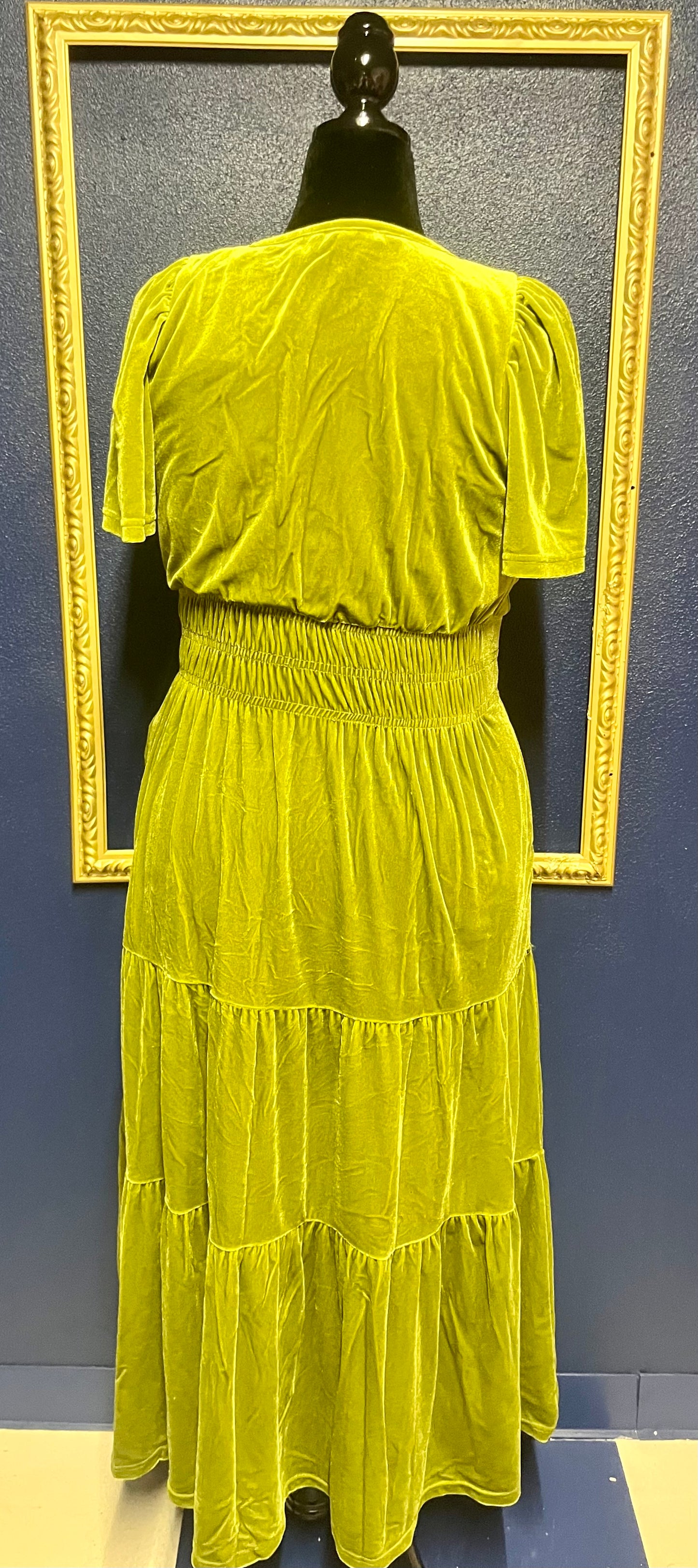 See and Be Seen Green Velvet Dress