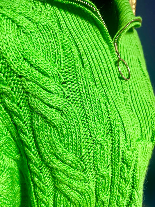 TOPSHOP Green Quarter Zip Sweater