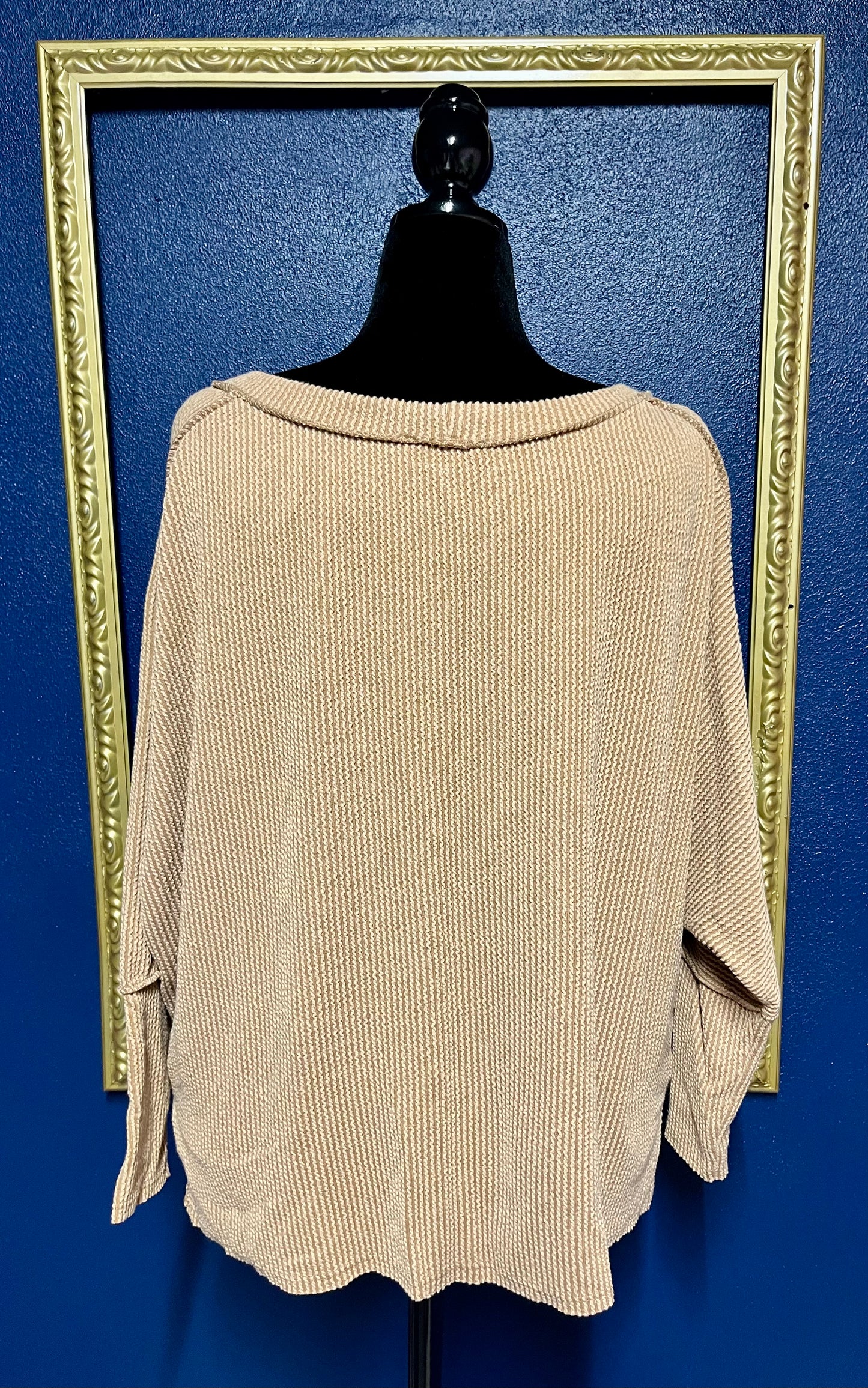 Reborn J Dark Tan Ribbed Pullover